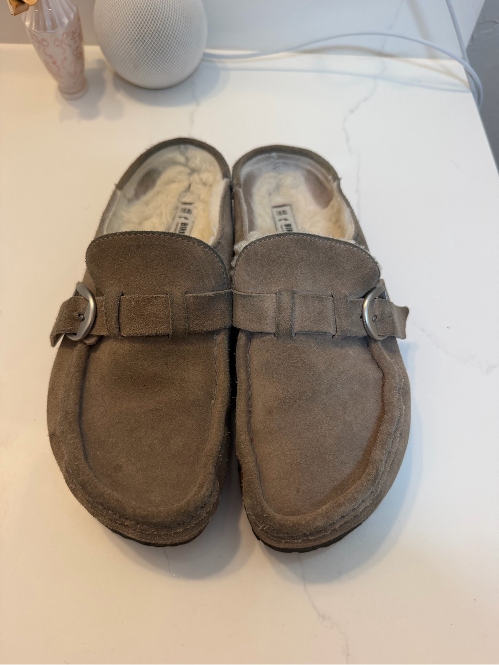Birkenstock Buckley Shearling Taupe Suede Clogs Women’s EU 40 US 9 Fuzzy Lined